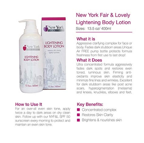 New York Fair & Lovely Lightening Body Lotion - 400ml / 13.5 Oz