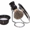 Kingsley for Men 5 Piece Black With Chrome Shave Set with Brush and Straight Razor SB 652